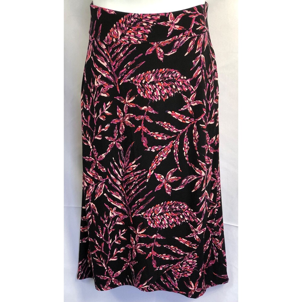 NWT Artisan NY Straight Skirt XS Blk/Pink Floral 24"W Mock Wrap Tropical Artsy